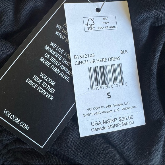 Volcom NWT Cinch Ur Here Dress Size 4/6 BLACK Tank Dress - Picture 6 of 7